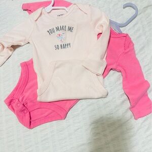 Carter's Cream and Pink Baby Bodysuit long sleeved